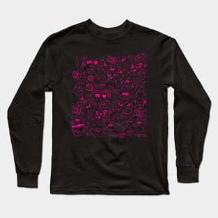 BRIGHT PINK CARTOON PATTERN Long Sleeve T-Shirt